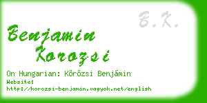 benjamin korozsi business card