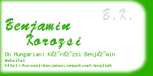 benjamin korozsi business card